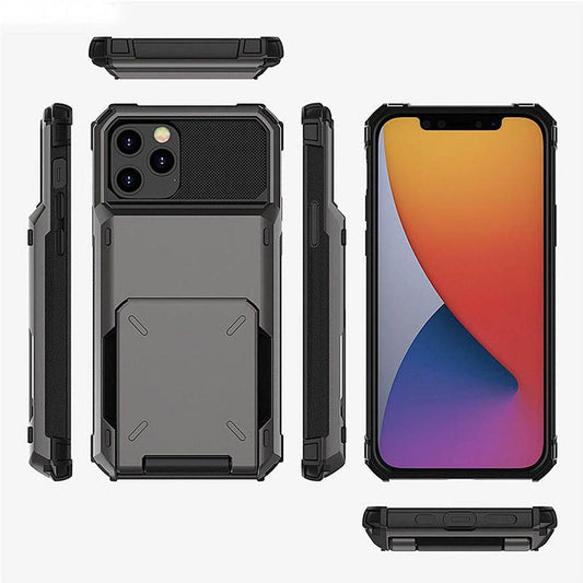 Flip Cover Shockproof Case with Built-In Card Slot
